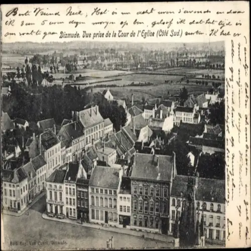 Ak Diksmuide Dixmude Westflandern, vue prise de la Tour de l'Eglise, Cote Sud