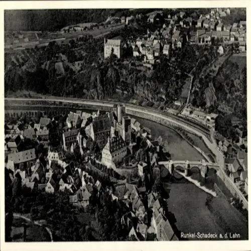 Ak Runkel an der Lahn, Fliegeraufnahme