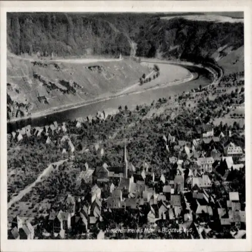 Ak Niederemmel Piesport an der Mosel, Fliegeraufnahme