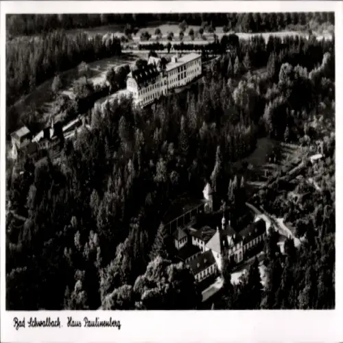 Ak Bad Schwalbach im Taunus, Luftaufnahme, Gebäude, Wälder, Haus Paulinenberg