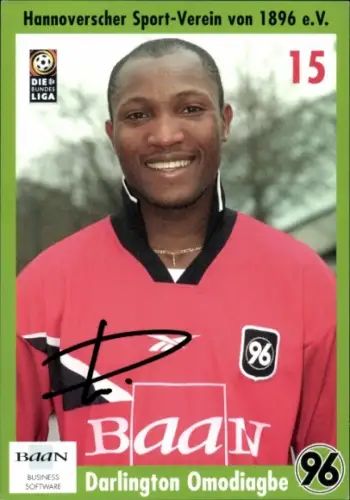 Autogrammkarte Fußballer Darlington Omodiagbe, Hannover 96, Autogramm