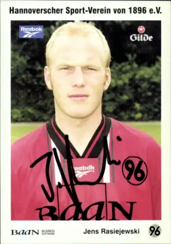 Autogrammkarte Fußballer Jens Rasiejewski, Hannover 96, Autogramm