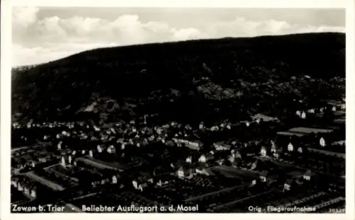 Ak Zewen Trier an der Mosel,  Beliebter Ausflugsort, Fliegeraufnahme