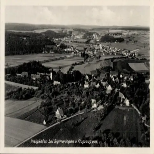 Ak Inzigkofen Baden Württemberg, Luftaufnahme von  Sigmaringen, ländliche Umgebung, s Bild
