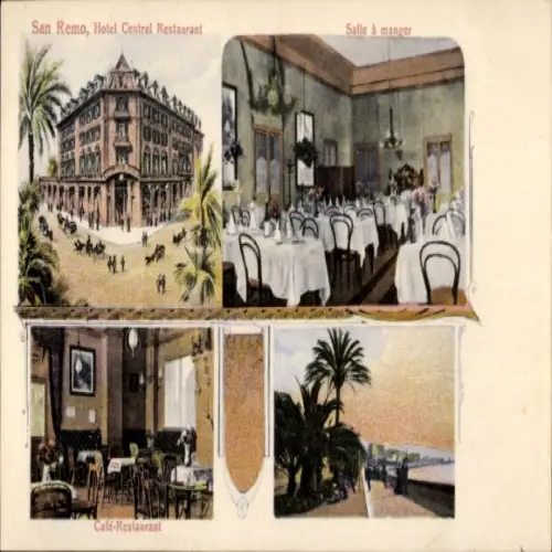 Ak San Remo Ligurien, Hotel Central Restaurant, Essraum