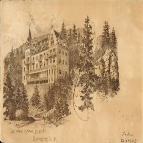 Litho Bühl in Baden Schwarzwald, Schwarzwald-Hotel Bärenstein