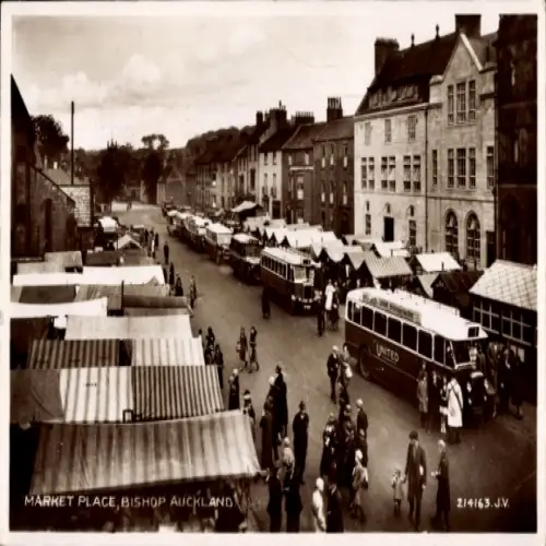 Ak Bishop Auckland Durham England, Marktplatz