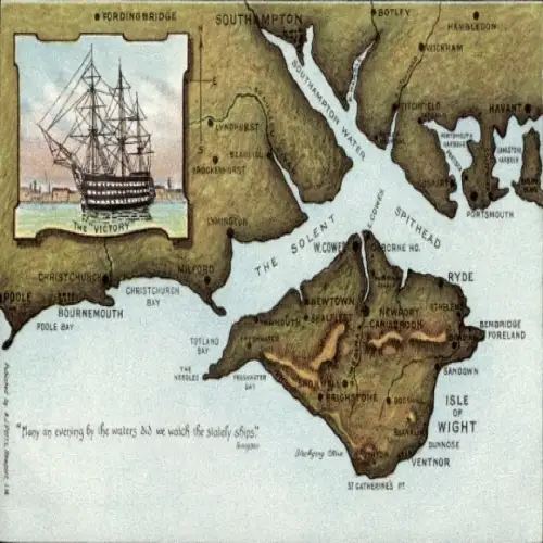 Landkarten Ak Southampton South East England, Isle of Wight, Segelschiff Victory