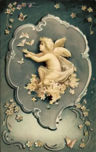 Präge Ak Engel, Schmetterlinge