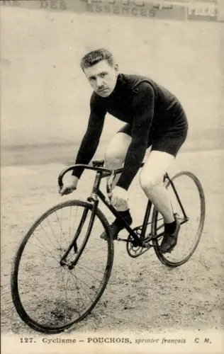 Ak Radrennsport, Radrennfahrer Pouchois, französischer Sprinter