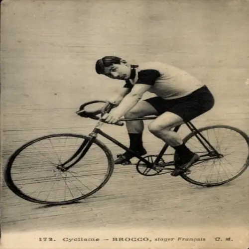 Ak Radrennfahrer Brocco, französischer Steher