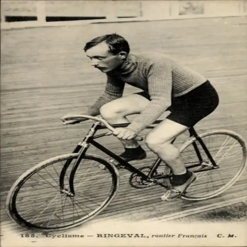 Ak Radrennsport, Radrennfahrer Ringeval, französischer Straßenfahrer, Radrennbahn