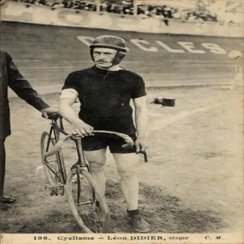 Ak Radrennsport, Radrennfahrer Léon Didier, Steher, Radrennbahn