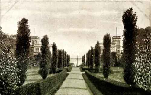 Ak Bad Zwischenahn in Oldenburg, Villen am See, Gartenanlage, Bäume, Weg