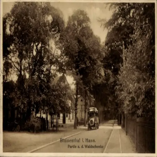 Ak Blumenthal (Hannover) Hansestadt Bremen, Straße an der Waldschenke, Bus