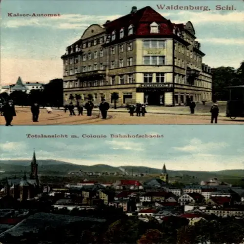 Ak Waldenburg in Sachsen,  Kaiser-Automat, Totalansicht, Colonie Bahnhofschacht
