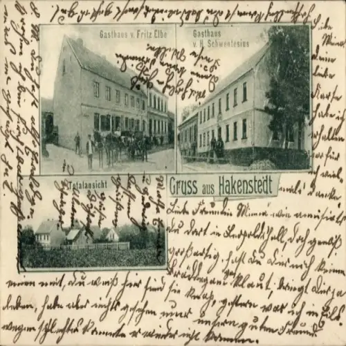 Ak Hakenstedt Erxleben Sachsen Anhalt, Gasthaus Fritz Elbe, Gasthaus v. H. Schwentesius