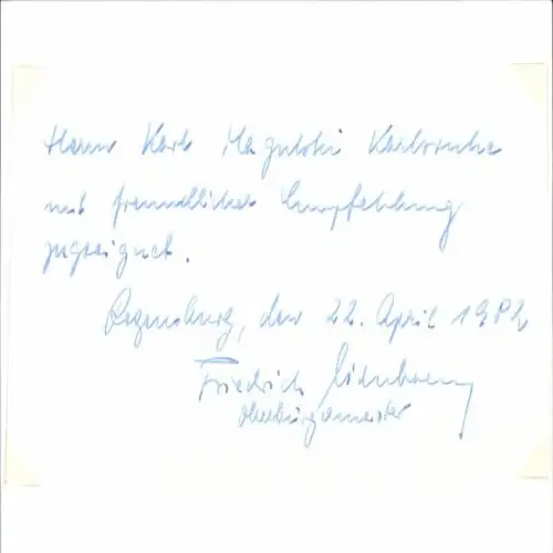 Ak Politiker Friedrich Viehbacher, Oberbürgermeister von Regensburg, Autogramm