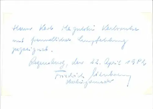 Ak Politiker Friedrich Viehbacher, Oberbürgermeister von Regensburg, Autogramm