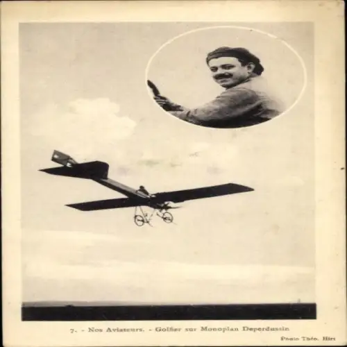 CPA Nos Aviateurs, Golfier sur Monoplan Deperdussin