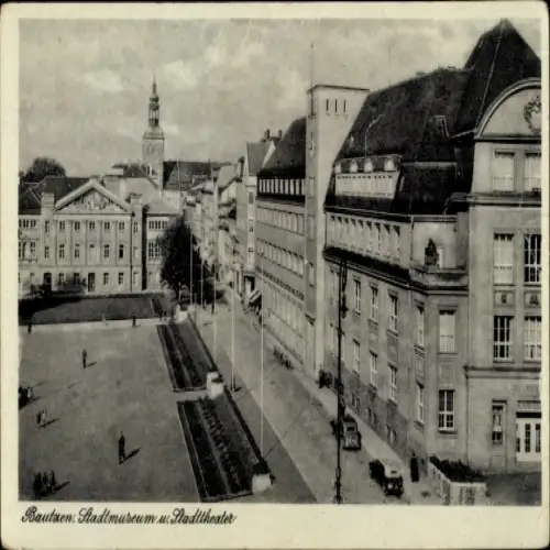 Ak Bautzen in der Oberlausitz,  Stadtmuseum, Stadttheater, Kornmarkt,  Architektur