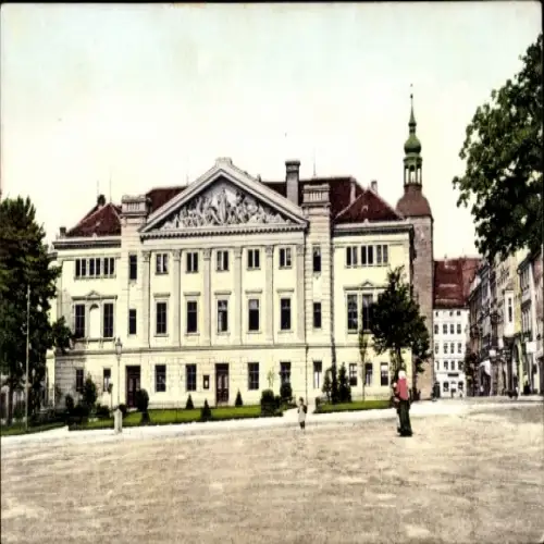 Ak Bautzen, Blick auf das Stadttheater, Grünanlage 