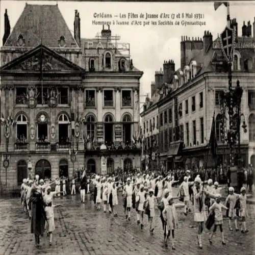 Ak Orléans Loiret, Festzug, Jeanne d'Arc, Sportvereine,  Feier, 1931