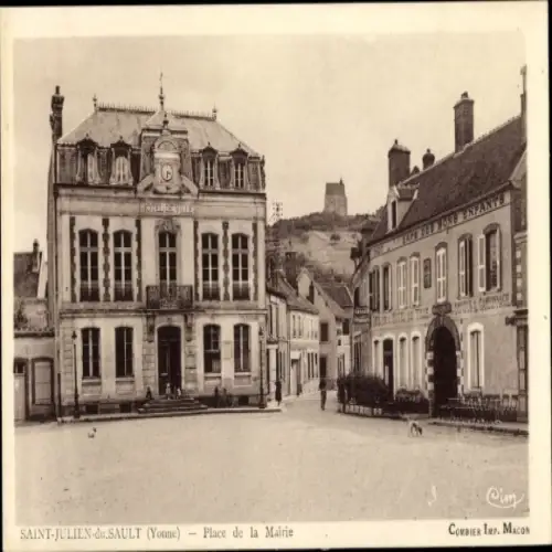 Ak Saint Julien du Sault Yonne, Place de la Mairie
