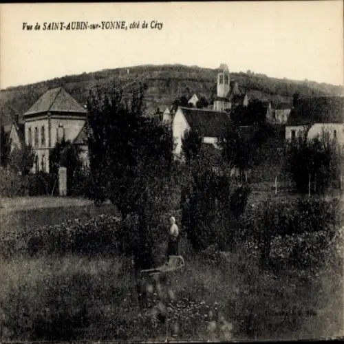 Ak Saint Aubin sur Yonne, Panorama, cote de Cezy