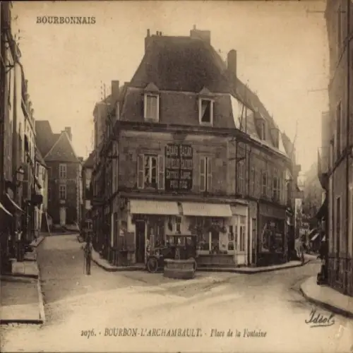 Ak Bourbon l'Archambault Allier, Place de la Fontaine
