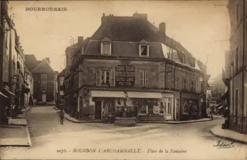 Ak Bourbon l'Archambault Allier, Place de la Fontaine