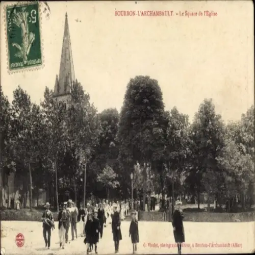 Ak Bourbon l'Archambault Allier, Square de l'Eglise