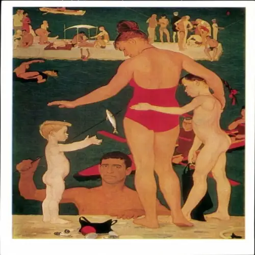 Künstler Ak Zjilinski, Dimitri, Familie am Meer