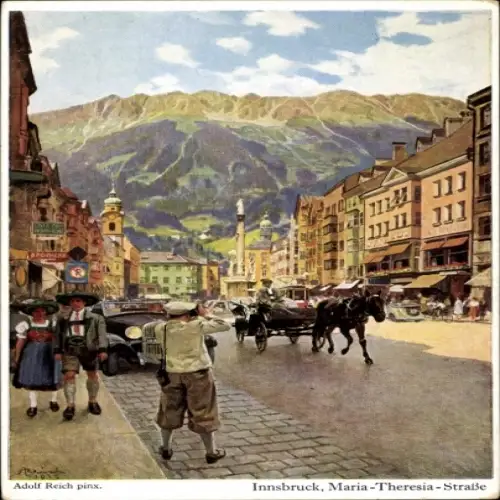 Künstler Ak Reich, Adolf, Innsbruck, Maria-Theresia-Straße