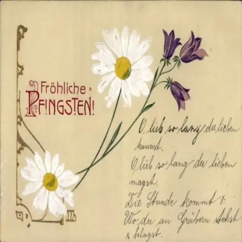 Präge Ak Fröhliche Pfingsten, Blumen