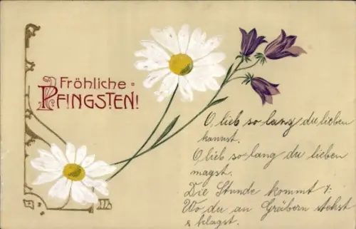 Präge Ak Fröhliche Pfingsten, Blumen