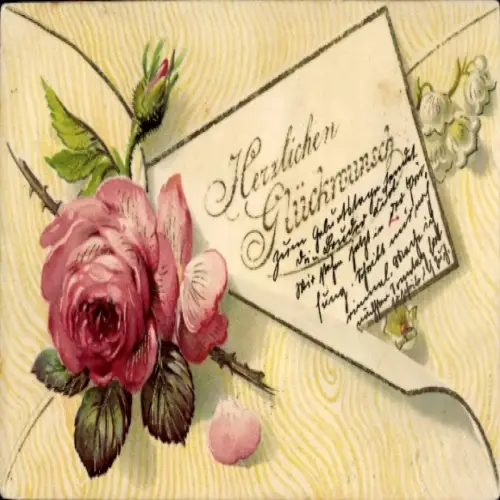 Ak Herzlichen Glückwunsch, Rose