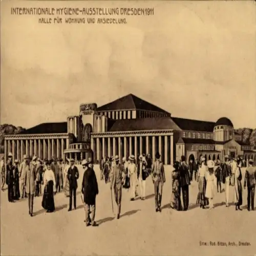 Ak Dresden Altstadt, Altmarkt, Internationale Hygiene-Ausstellung 1911, Halle für Wohnung und Ans