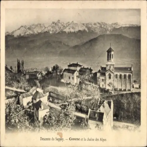 Ak Descente du Sappey Isère, Corenc et la chaine des Alpes