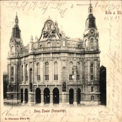 Ak Köln am Rhein, Neues Theater, Frontansicht,  Architektur, schwarz-weiß