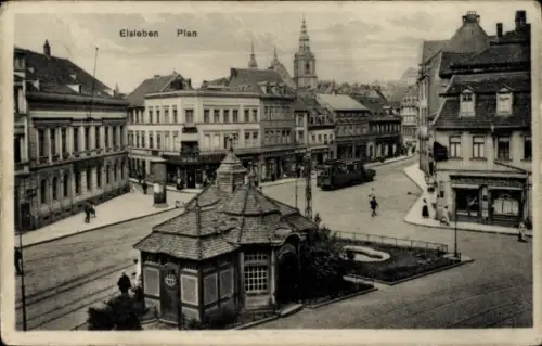 Ak Lutherstadt Eisleben Anhalt, Plan mit Straßenbahn