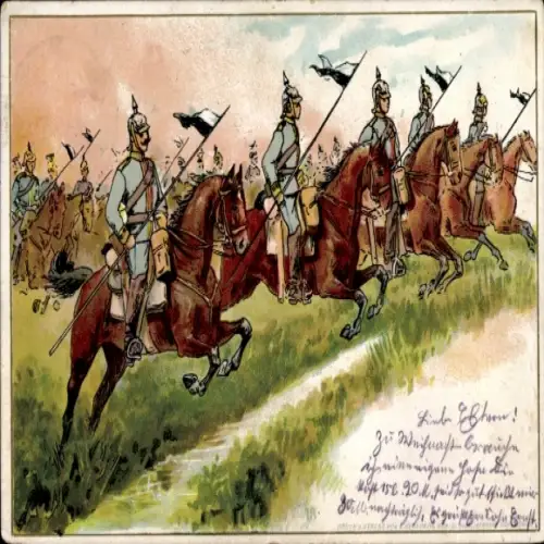 Litho Schlacht, deutsche Kavallerie