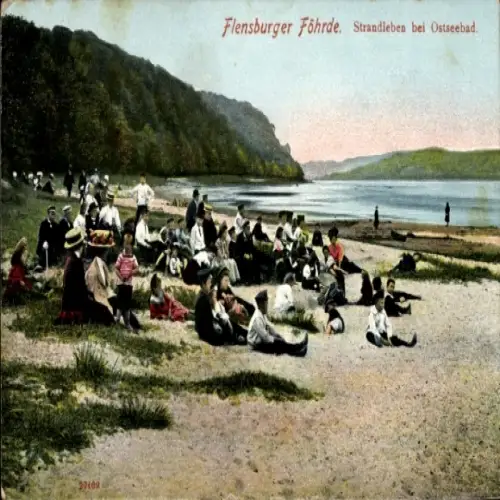Ak Flensburg in Schleswig Holstein, Flensburger Föhrde, Strandleben, Ostseebad, Menschen am Stran