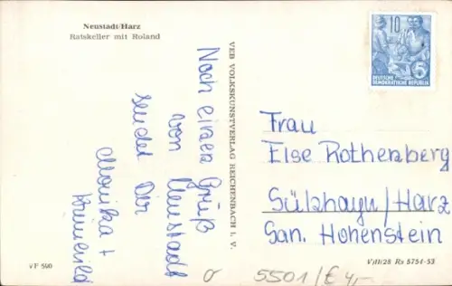 Ak Neustadt im Harz Harztor Thüringen, Ratskeller mit Roland