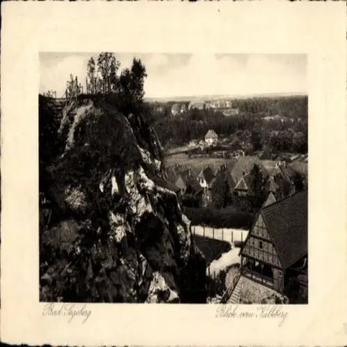 Ak Bad Segeberg in Holstein, Landschaftsaufnahme, Felder, Häuser, Felsen, Wald