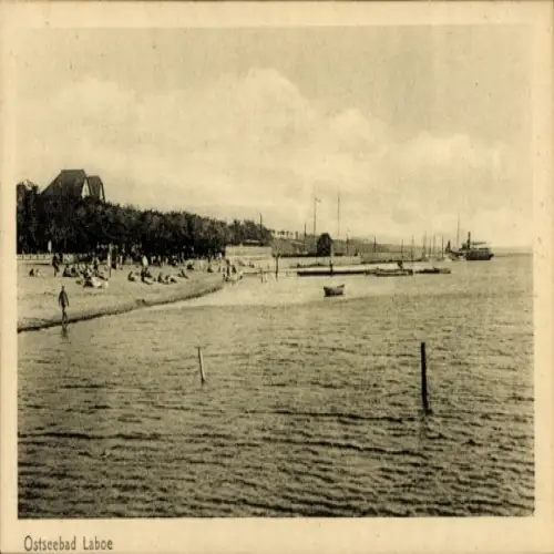 Ak Ostseebad Laboe, Ostseebad, Strand, Wassertourismus, Boote, Leute, Küstenansicht
