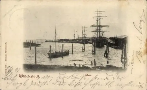 Ak Glückstadt an der Elbe, Hafen