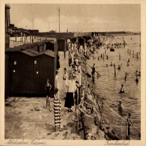 Ak Nordseebad Büsum, Strandansicht, Badegäste, Badehäuser, Norddeutschland