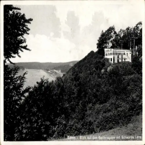 Ak Bredeney Essen im Ruhrgebiet, Blick auf den Baldeneysee, Schwarze Lene, Landschaft, Bäume, Geb