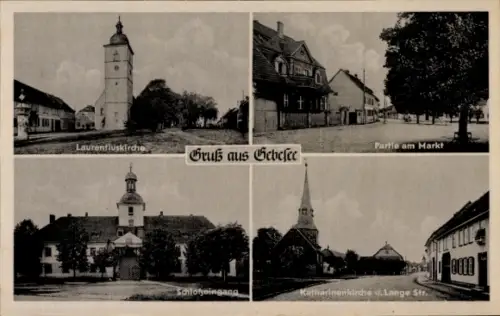 Ak Gebesee in Thüringen, Laurentiuskirche, Markt, Schloss, Katharinenkirche